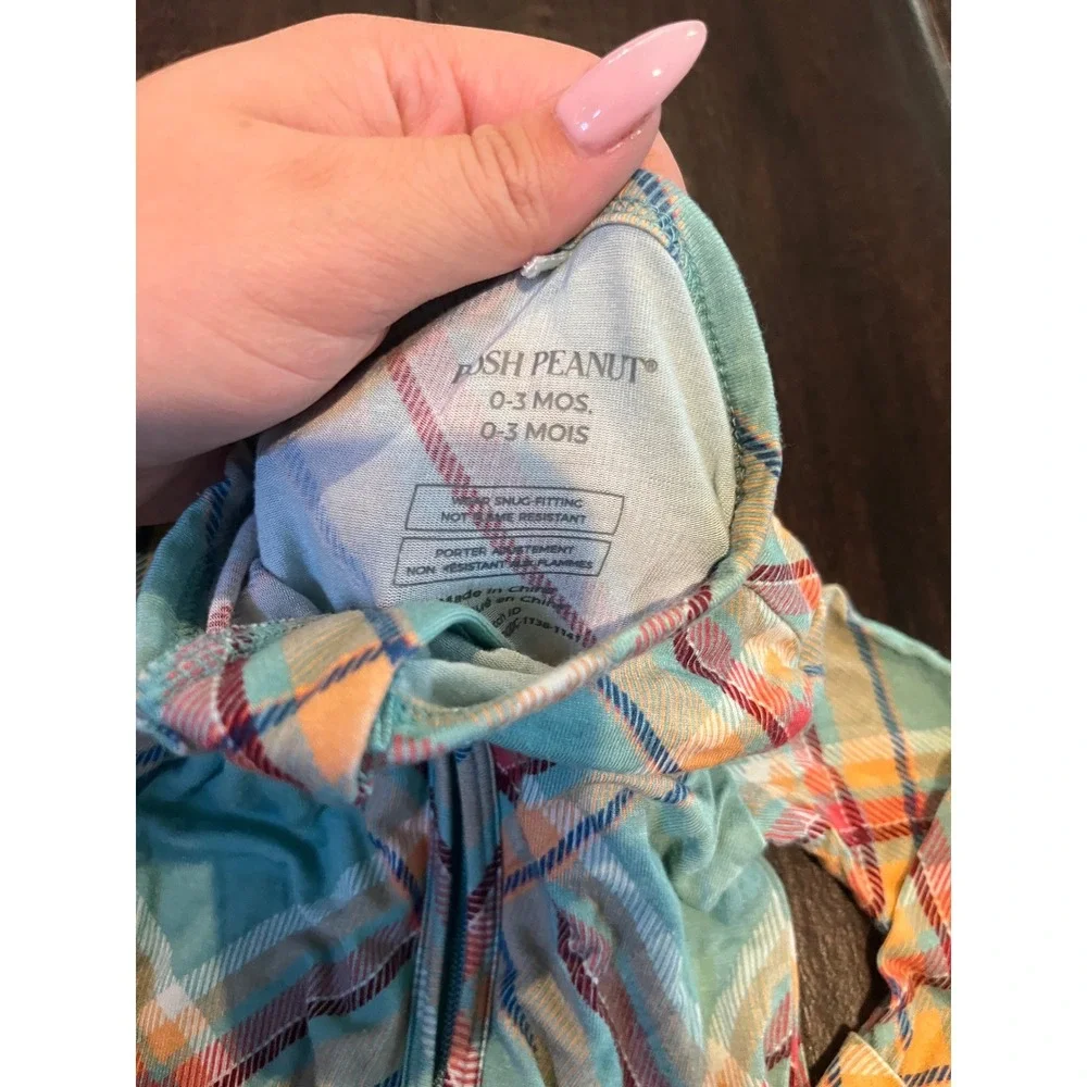 Posh Peanut Teal Orange Plaid Bamboo Viscose Zip Footie Pajama 0-3 Months